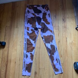 Adidas Ivy Park Beyoncé Cow Print Leggings Purple Brown Size Small NWT